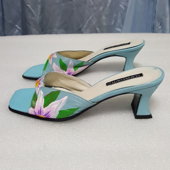 🎈CLAUDIA CIUTI🎈flowers print heels size 8.5M - Picture 3 of 8